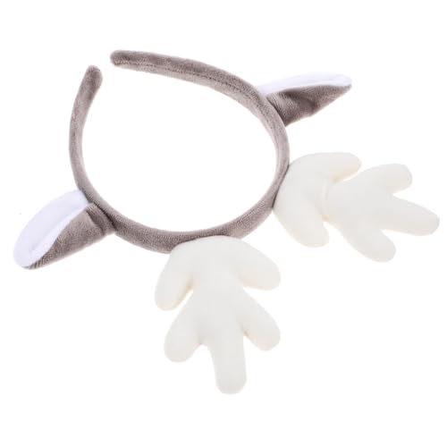 WRITWAA Weihnachtlicher Rentier Haarreif mit Weichen Cremefarbenen Geweihen und Ohren Kuscheliges Kostüm Accessoire für Erwachsene für Party Foto Fasching und Festliche Anlässe von WRITWAA