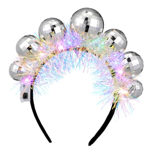 WRITWAA Disco-stirnband Für Weihnachtsparty-zubehör Retro-kopfbedeckung Verstellbares Haarband Für Frauen Und Mädchen von WRITWAA