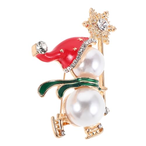 WRITWAA Weihnachts-schneemann-brosche Weihnachtsbrosche Brosche Für Damenbekleidung Vintage Kristallbrosche Feiertagspartyschmuck Kleiderbroschen Für Damen Kristallbroschen Weiß Legierung von WRITWAA