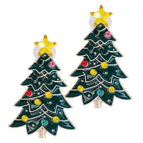 WRITWAA Weihnachtsbaum Ohrstecker mit Strass Ohrhänger für Teenager Mädchen Festliche Einzigartige Ohrringe für Weihnachten Neujahr Geburtstags und Hochzeitsfeiern von WRITWAA