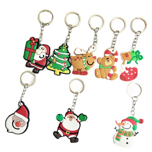 WRITWAA Weihnachtsmotiv Schlüsselanhänger Aus PVC Kreative Anhänger Dekorationen Für Auto Geldbörse Tasche Zufälliger Stil von WRITWAA