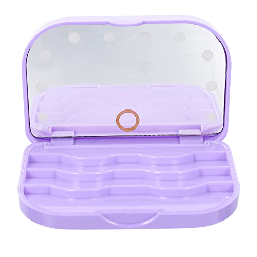 WRITWAA Wimpern Organizer mit LED Licht Tragbare Wimpernaufbewahrungsbox mit Spiegel Etui für Falsche Wimpern Kompakte Wimpernschale für Reisen Wimpernhalter für Unterwegs von WRITWAA