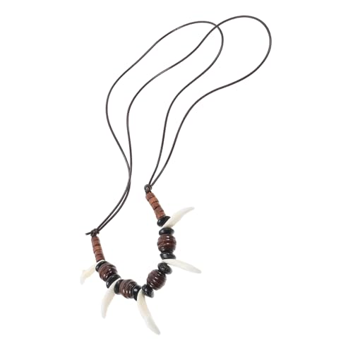 WRITWAA Perlen Halskette Für Männer Mit Wolf Zahn Anhänger Halsschmuck Für Herren Halskette Hip-hop Stil von WRITWAA