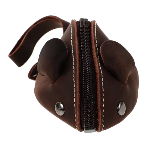 WRITWAA -geldbörse Für Schlüsselanhänger Portemonnaie Mini-geldbörse Mit Reißverschluss Am Handgelenk Süße Geldbörse Walhai-geldbörse Oberschicht Rindsleder Dark Brown von WRITWAA