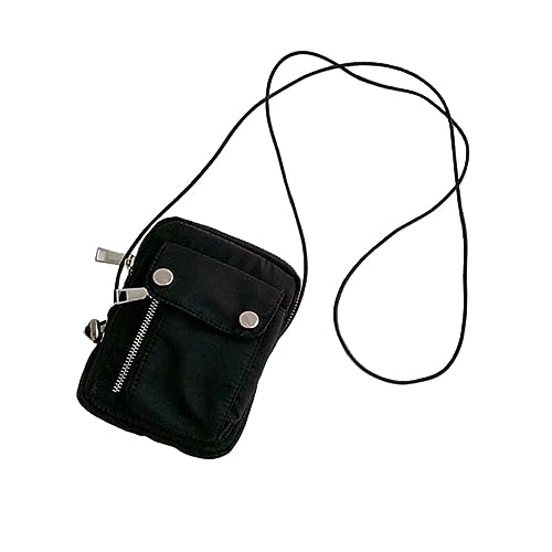 WRITWAA Einzigartige Damen Mini Geldbörse Geldbörse Für Frauen Mode Brusttasche Canvas Hüfttasche Schwarz von WRITWAA