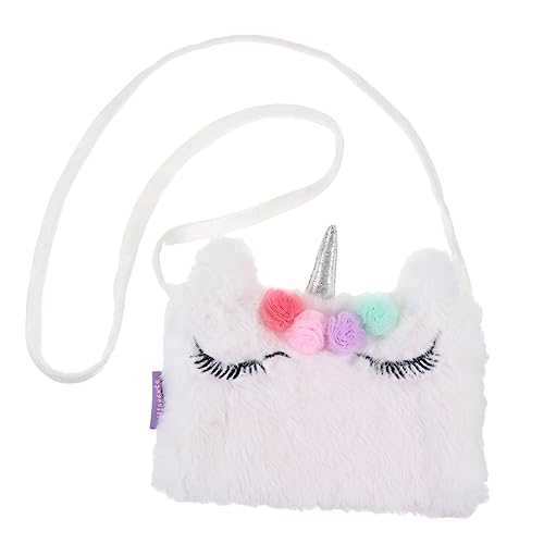 WRITWAA Einhorn Design Schultertasche Aus Plüsch Umhängetasche Für Mädchen Süßes Geldbörsen Tragbare Outdoor Aufbewahrungstasche Hellem Weiß Für Alltag Und Besondere Anlässe von WRITWAA