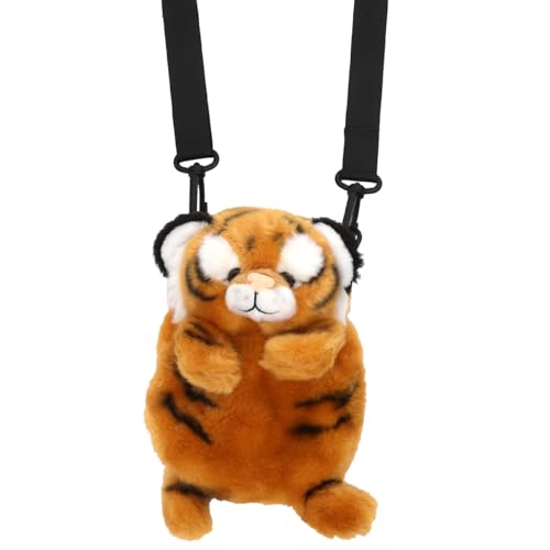Kuscheltier Tiger UmhäNgetasche - PlüSch Tiger Schultertasche FüR Kinder, Verstellbare Handtasche FüR Dschungelparty Und Zoo Souvenir, SüßEs Geschenk von WRITWAA