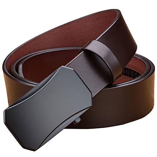 WRJAHCG Gürtel Herren,Ledergürtel Ratsche Automatikschließe Für Herren Business Anzug Passen Sie Die Gürtellänge An Gürtel,Braun,125cm/49.2'' von WRJAHCG
