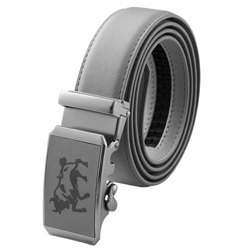 WRJAHCG Herren-GürtelHerren Gürtel Ratsche, Gürtel Herren Verstellbarer Cowboy Modischer, Gürtel Grau Lässig mit Aautomatischer Schnalle aus Legierung mit Bullenmuster,Gray c,125CM/49.2'' von WRJAHCG