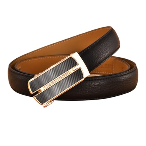 WRJAHCG Taillengürtel Damen Ratsche Modischer, Gürtel Damen Schmaler Verstellbarer, Weiss Echtledergürtel Lässig mit Dekorativer Automatischer Schnalle Legierung,Schwarz,110CM/43.3'' von WRJAHCG