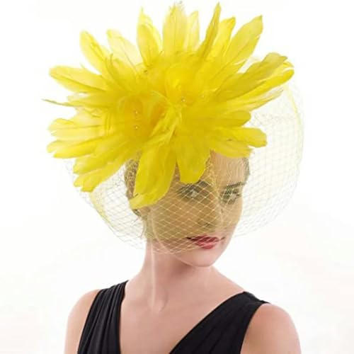Gesichtsschleier Fascinator Hut Frauen Stirnband Hut Netz Haarschmuck Kirchenhut Millinery-Schwarz von WRJLIN