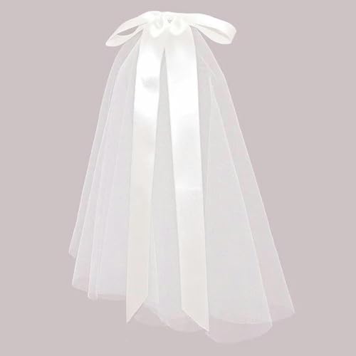 Kurzer Haarschleier mit Clips für Hochzeitsfeiern, Damen, Brautschleier aus Tüll, Kopfschmuck, süßer Schleifenschleier, Haarschmuck, Elfenbein Kurzer Haarschleier mit Clips für Hochzeitsfeiern, Damen, Brautschleier aus Tüll, Kopfschmuck, süßer Schleifenschleier, Haarschmuck, Elfenbein von WRJLIN