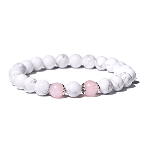 Damen-Armband Perlen rosa Blume Kristall Stein Armbänder für Frauen Trend Naturstein Armreif, FD0474,23 cm von WRKBKS
