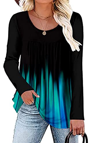 Damen Sommer Kurzarm Tunika Übergröße Damen Hemden Blumenbluse Lose Flowy Tops für Leggings M-4XL, Aa-blaue Streifen, 4X-Large von WRRH