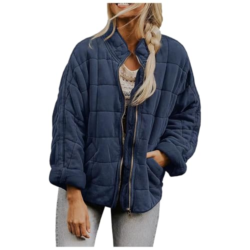 Winterjacke Damen, Steppjacke Damen Warm Sweatjacke Langarm Mantel Wintermantel mit Taschen Casual Mode Outdoor Jacken mit Reißverschluss Einfarbige Jacke Winter Outdoorjacke Steppmantel von WRXDWM