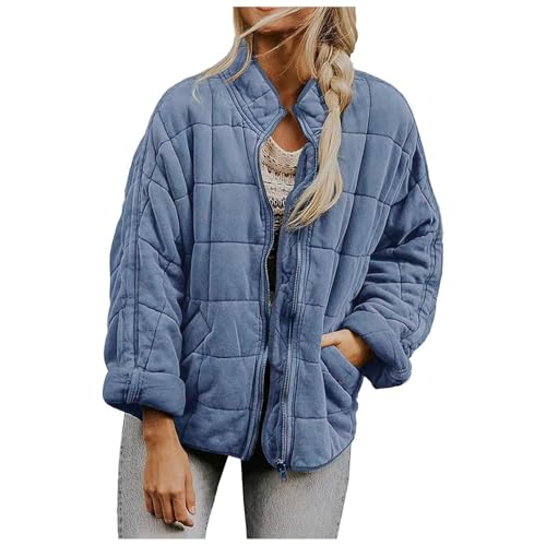 Winterjacke Damen, Steppjacke Damen Warm Sweatjacke Langarm Mantel Wintermantel mit Taschen Casual Mode Outdoor Jacken mit Reißverschluss Einfarbige Jacke Winter Outdoorjacke Steppmantel von WRXDWM