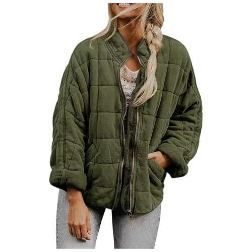 Winterjacke Damen, Steppjacke Damen Warm Sweatjacke Langarm Mantel Wintermantel mit Taschen Casual Mode Outdoor Jacken mit Reißverschluss Einfarbige Jacke Winter Outdoorjacke Steppmantel von WRXDWM