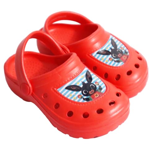 Bing Kinder-Clogs (Gr. 24–31) – Offizielles Bing-Design – Leichte Eva-Sandalen mit Belüftungslöchern – Perfekt für Garten, Strand & Alltag, Farbe: Rot, Größe der Schuhe: 28/29 von WS-Trend