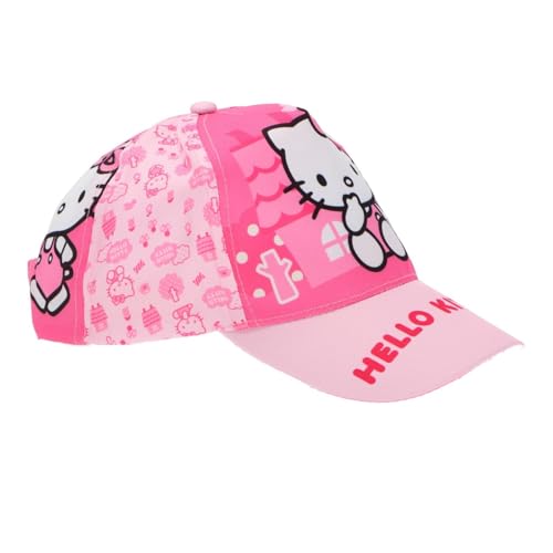 Hello Kitty Mädchen Basecap (Gr. 53) – Kappe in Rosa mit breiter Krempe & verstellbarem Klettverschluss – UV-Sonnenschutz & 100% Polyester, Farbe: Bunt, Bekleidungsgröße: 53 von WS-Trend