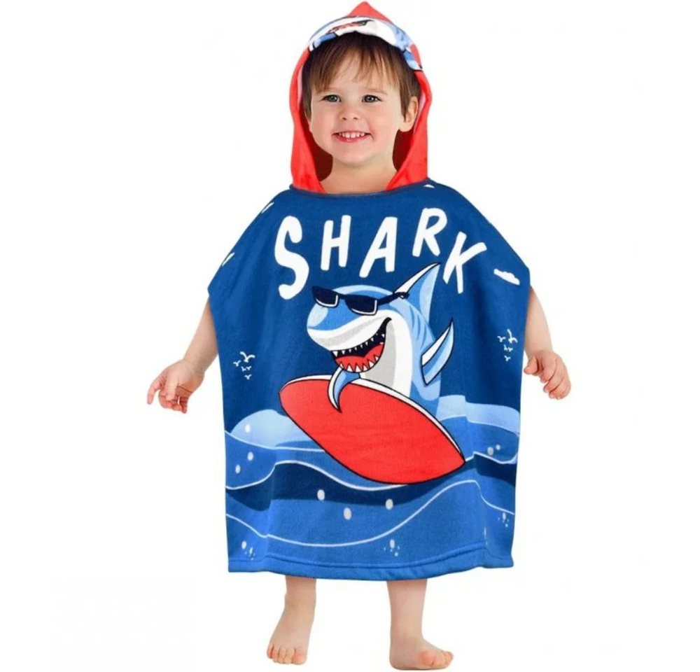 WS-Trend Badeponcho Hai Shark Kinder Jungen Mikrofaser Poncho Badeponcho, Polyester von WS-Trend