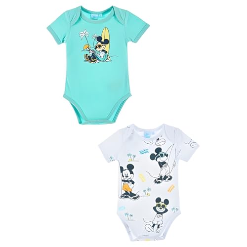 WS-Trend Disney Mickey Maus Baby 2er-Set Kurzarm-Bodys – 100% Baumwolle – Gr. 68–86, Farbe: Bunt, Größe: 80 von WS-Trend