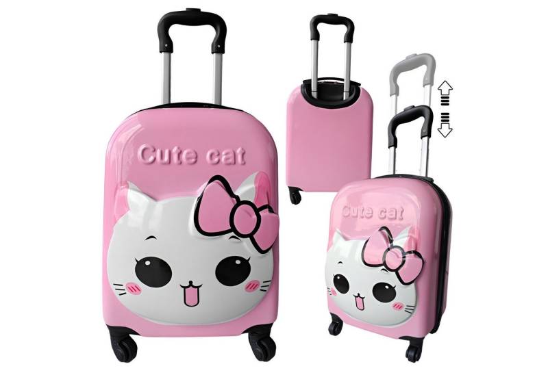 WS-Trend Kinderkoffer Katze Kätzchen 3D Kinder Trolley Kinderkoffer ABS Kindertrolley, 4 Rollen von WS-Trend