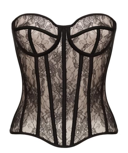 WS Waist Secrets Perfektes Korsett NYC Überbrustkorsett mit Schnürung, Korsett mit 15 Stahlstäbchen, Schwarze Spitze, Large Hoch von WS Waist Secrets
