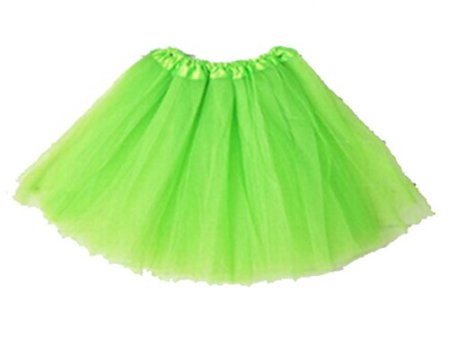 Kinder 3 lagig Tütü Tüllrock Petticoat Ballettrock Ballett Tutu Rock tanzen NEU (Neongrün) von WS