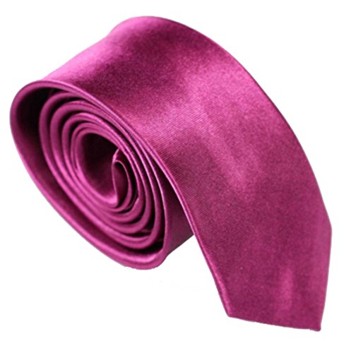 WS schmale dünne KRAWATTE Business Slim Tie Schlips schmal (aubergine) von WS