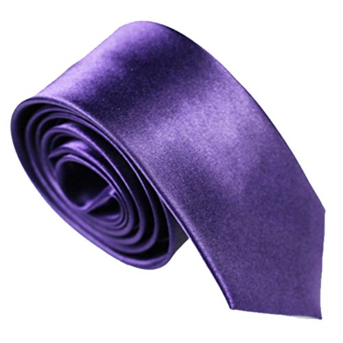 WS schmale dünne KRAWATTE Business Slim Tie Schlips schmal (dunkles lila) von WS