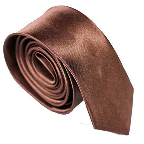 WS schmale dünne KRAWATTE Business Slim Tie Schlips schmal (hellbraun) von WS