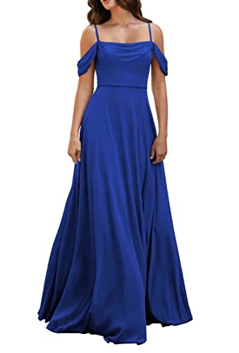 Chiffon Brautjungfer Kleid A Linie Seite Split Trauzeugin Kleider mit Taschen für junge Frauen, königsblau, 36 von WSEYU