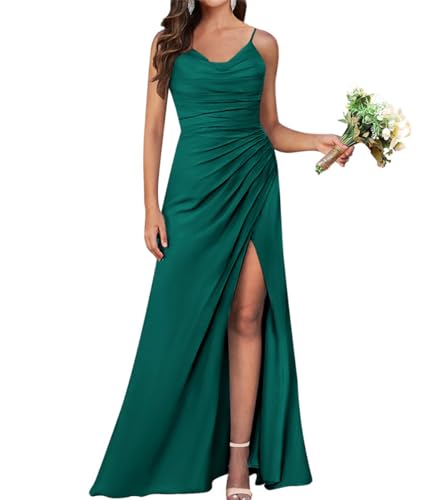 Damen Meerjungfrau Brautjungfernkleider für Hochzeit Lang Chiffon Formelles Kleid Abendkleid mit Schlitz, blaugrün, 40 Damen Meerjungfrau Brautjungfernkleider für Hochzeit Lang Chiffon Formelles Kleid Abendkleid mit Schlitz, blaugrün, 40 von WSEYU