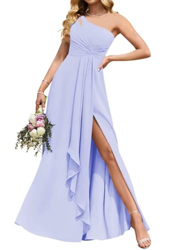 One Shoulder ZM122 Prinzessinnenkleid, Brautjungfernkleid, ausgeschnitten, Chiffon, formelle Abendkleid, Partykleid, lavendel, 36 von WSEYU