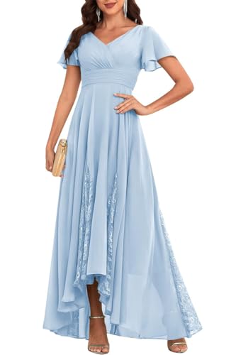 WSEYU Langes Kleid für die Brautmutter und Bräutigam, Chiffon, formell, Abendkleid, Großmutterkleid, hellblau, 54 Plus von WSEYU