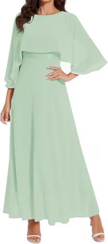 WSEYU Langes Kleid für die Brautmutter und Bräutigam, Chiffon, formelle Abendkleider mit Gürtel, ZM123, salbeigrün, 48 Plus WSEYU Langes Kleid für die Brautmutter und Bräutigam, Chiffon, formelle Abendkleider mit Gürtel, ZM123, salbeigrün, 48 Plus von WSEYU