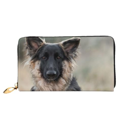 WSHFFILO Animal German Shepherd Printed Leather Wallet Long Clutch Portable Travel Wallet, Schwarz , Einheitsgröße von WSHFFILO