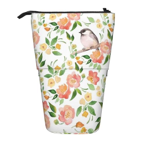 WSHFFILO Ausziehbare Stifttasche mit Blumen- und Vogelmotiv von WSHFFILO