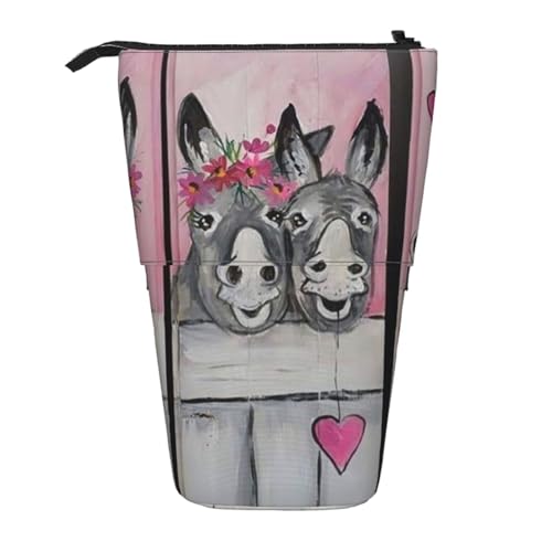 WSHFFILO Ausziehbare Stifttasche mit Esel- und Blumendruck von WSHFFILO