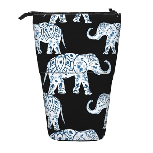 WSHFFILO Ausziehbares Stiftetui mit Azteken-Elefanten-Motiv von WSHFFILO
