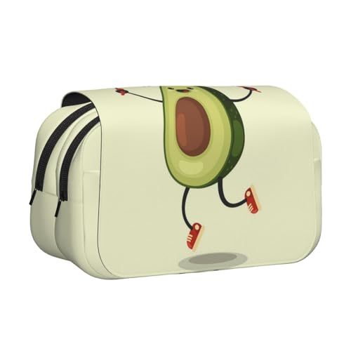 WSHFFILO Avocado Seilspringen Bedrucktes Doppel-Klapp-Federmäppchen Federmäppchen Tragbare Schreibwarentasche, Schwarz , Einheitsgröße, Münztasche von WSHFFILO