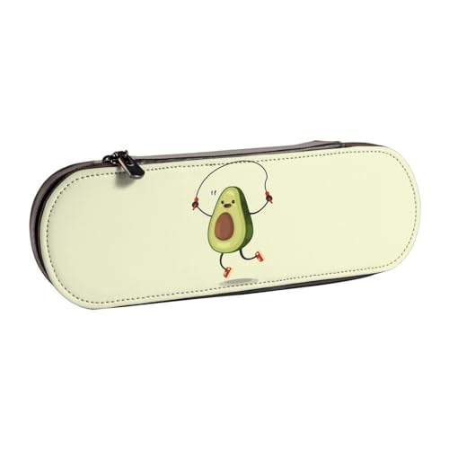 WSHFFILO Avocado Seilspringen bedrucktes Leder-Federmäppchen, tragbare Schreibwaren-Tasche von WSHFFILO
