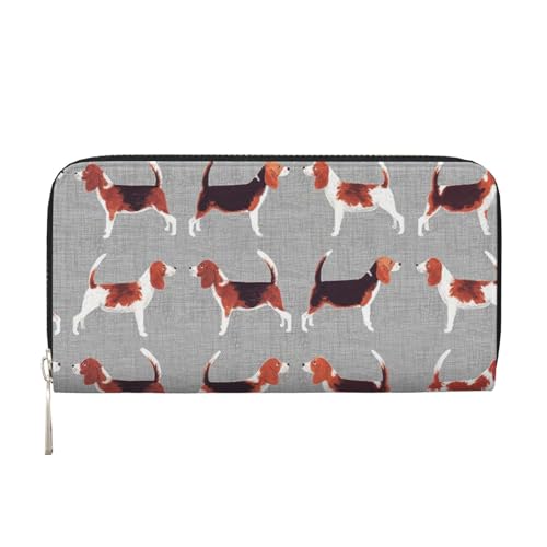 WSHFFILO Beagle Patterns Printed Leather Hand Wallet Long Clutch Leather Wallet, Schwarz , Einheitsgröße von WSHFFILO