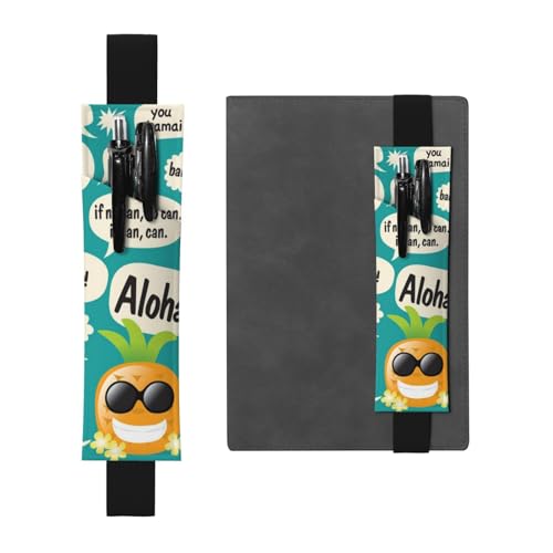 WSHFFILO Bedrucktes Federmäppchen aus Leder mit hawaiianischen Slogans, Lesezeichen, Federmäppchen, Schwarz , Einheitsgröße, Münztasche von WSHFFILO