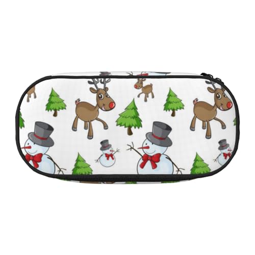 WSHFFILO Bedrucktes Federmäppchen mit Aufschrift "Merry Christmas", Federmäppchen, tragbare Schreibwaren-Tasche, Schwarz , Einheitsgröße, Münztasche von WSHFFILO