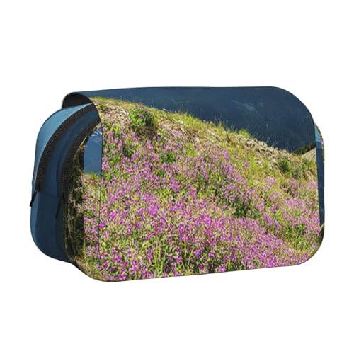 WSHFFILO Bedrucktes doppeltes Federmäppchen, Federmäppchen, tragbare Schreibwarentasche, Schwarz , Einheitsgröße, Münztasche von WSHFFILO