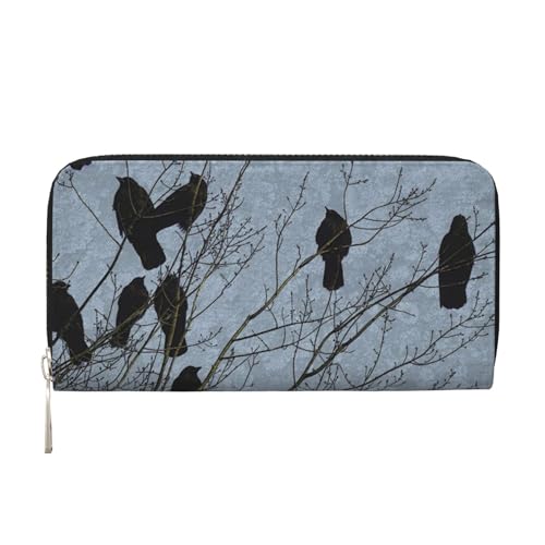 WSHFFILO Black Crow Birds Printed Leather Hand Wallet Long Clutch Leather Wallet, Schwarz , Einheitsgröße von WSHFFILO
