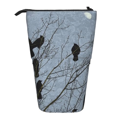 WSHFFILO Bleistifttasche, ausziehbar, Motiv: schwarze Krähenvögel von WSHFFILO