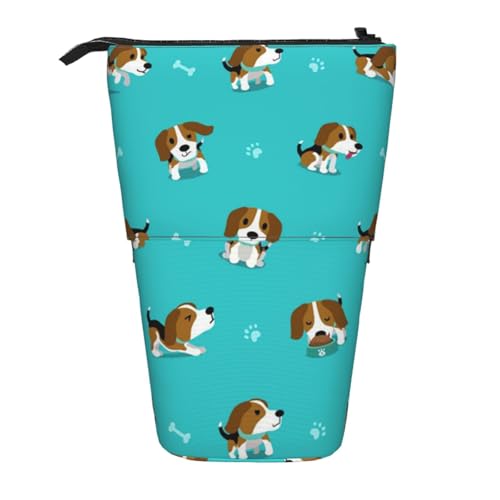 WSHFFILO Bleistifttasche mit Cartoon-Beagle-Motiv, bedruckt, ausziehbar, ausziehbar von WSHFFILO