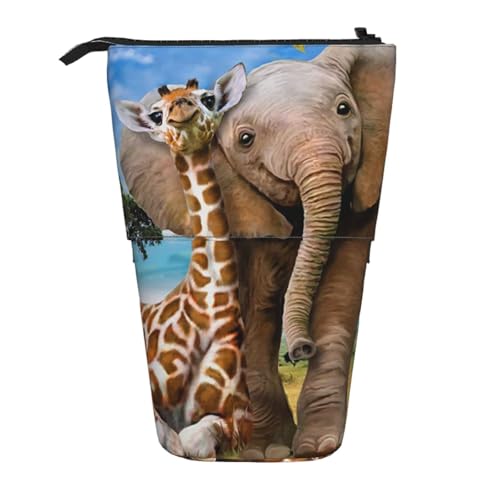 WSHFFILO Bleistifttasche mit Elefanten- und Giraffenmotiv, ausziehbar, ausziehbar von WSHFFILO